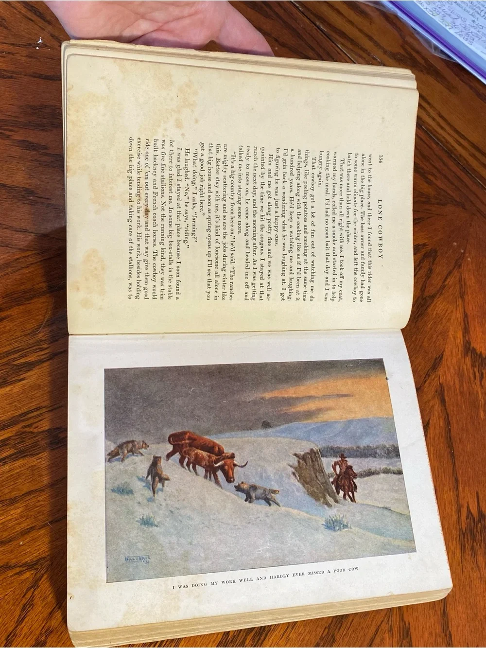 Old Book- Lone Cowboy by Will James also includes a lithograph by CW Anderson